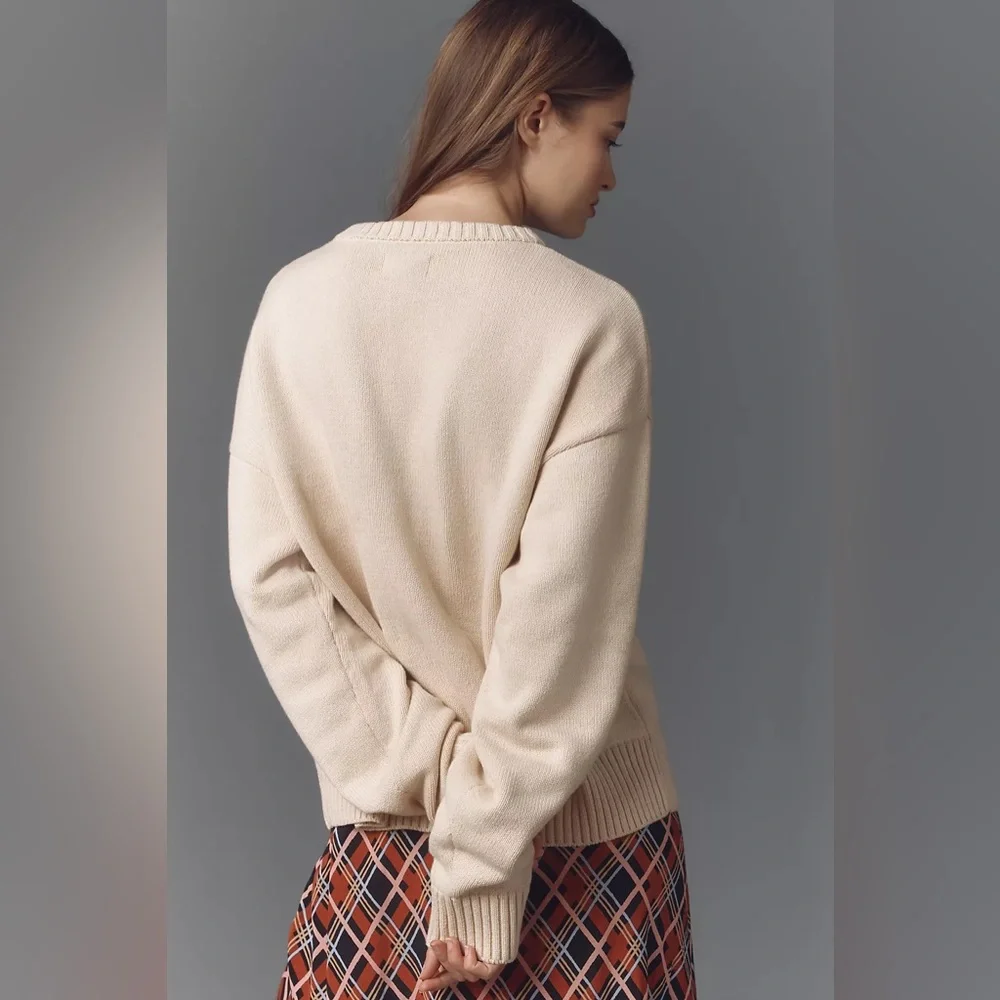 Porridge Anthropologie Jolene Pullover Sweater Western Dog Cream Size Small - Picture 2 of 5